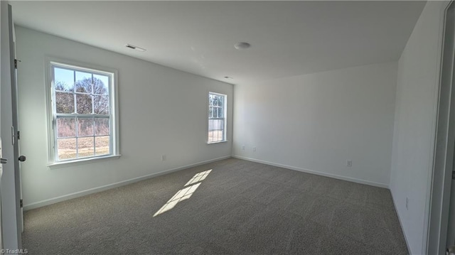 carpeted spare room featuring a healthy amount of sunlight