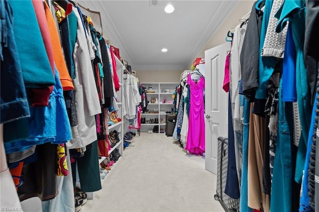 walk in closet featuring carpet