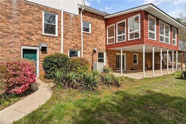 back of house featuring a patio area and a yard