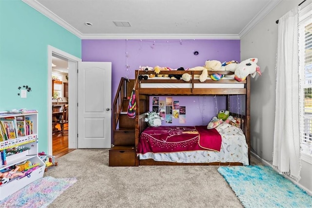 6770 Cotton Rd, Gibsonville, NC 27249 - bedroom featuring crown molding and carpet flooring