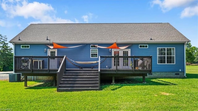 6770 Cotton Rd, Gibsonville, NC 27249 - rear view of house with a wooden deck and a yard
