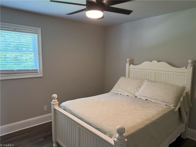6472 S NC Highway 801 S, Mocksville, NC 27028 - bedroom with dark wood-style floors and a ceiling fan