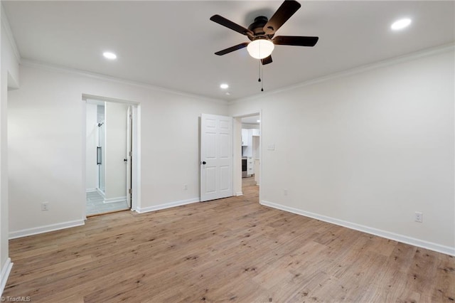 unfurnished bedroom with recessed lighting and ornamental molding