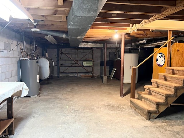 basement with electric water heater