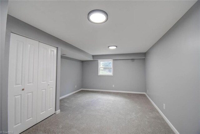 basement with carpet