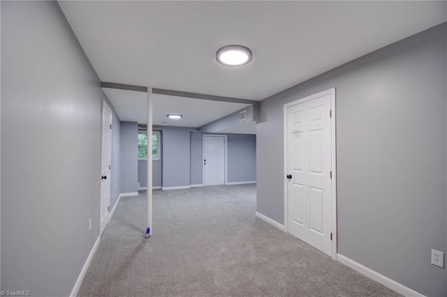 3422 Greenhill Dr, High Point, NC 27265 - below grade area with carpet, baseboards, and visible vents