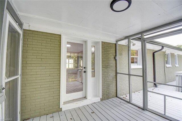 view of unfurnished sunroom