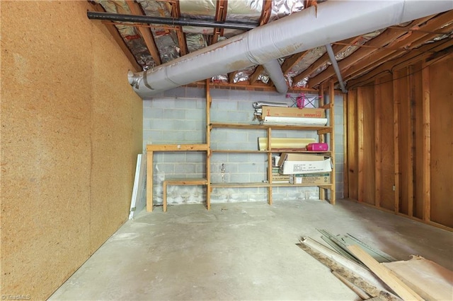 view of unfinished basement