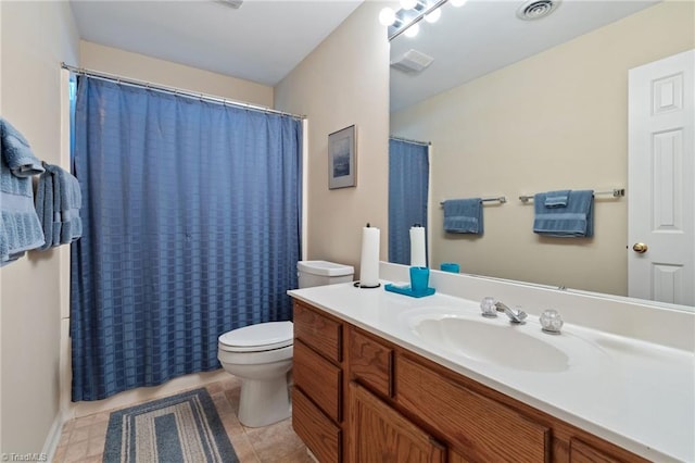 3805 Tangle Oak Dr, Clemmons, NC 27012 - bathroom with vanity, a shower with curtain, and tile patterned flooring