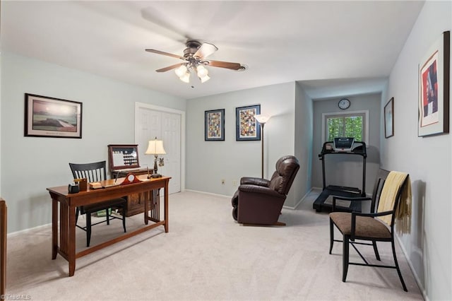 3805 Tangle Oak Dr, Clemmons, NC 27012 - office with ceiling fan and light colored carpet