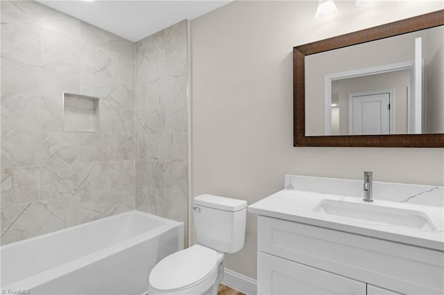 3630 Old Vineyard Rd, Winston-Salem, NC 27104 - bathroom featuring vanity, toilet, shower / washtub combination, and baseboards