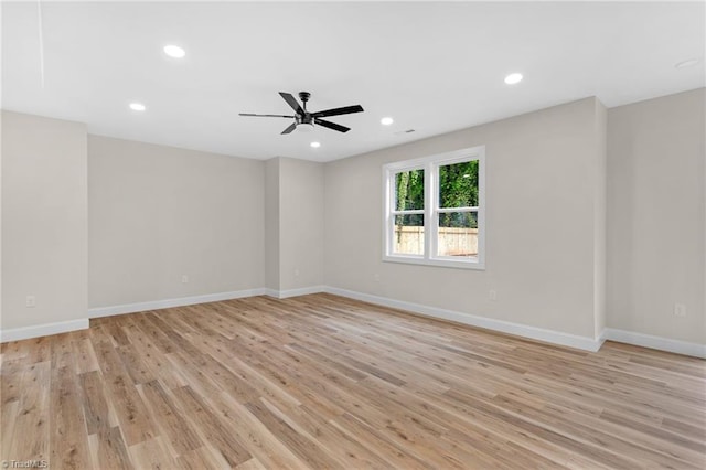 3630 Old Vineyard Rd, Winston-Salem, NC 27104 - empty room with light wood-type flooring, ceiling fan, recessed lighting, and baseboards