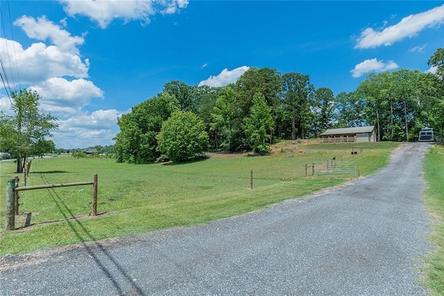 view of road featuring a rural view