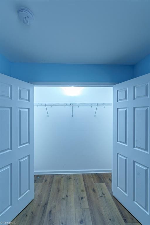 walk in closet featuring light hardwood / wood-style flooring