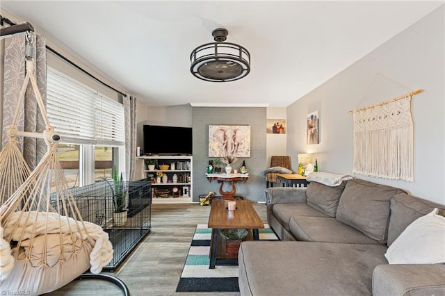 living area with wood finished floors