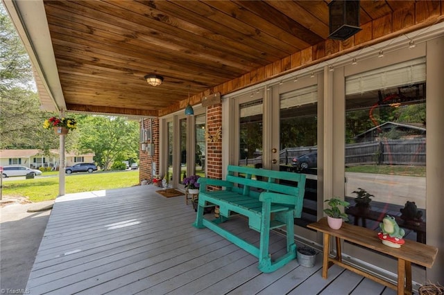 wooden deck with french doors