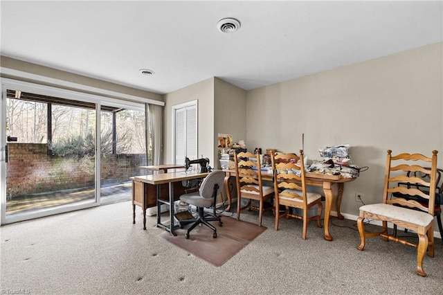 view of carpeted home office