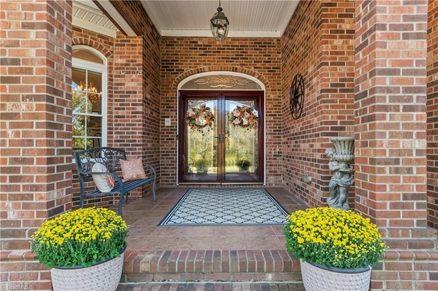 doorway to property featuring french doors