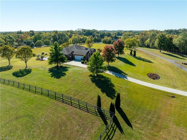 drone / aerial view with a rural view