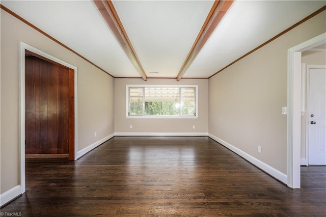 8521 US Highway 64 E, Ramseur, NC 27316 - spare room with dark wood-style floors, baseboards, and beamed ceiling