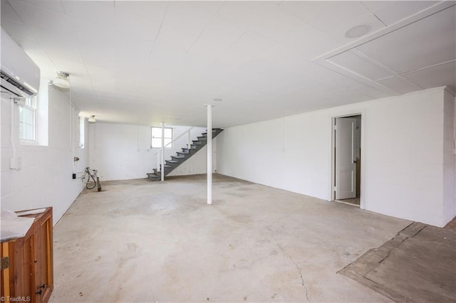 8521 US Highway 64 E, Ramseur, NC 27316 - basement with stairs, an AC wall unit, and plenty of natural light