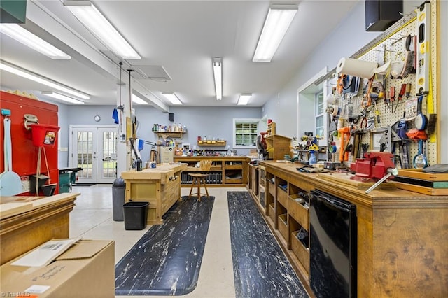 7239 Bulb Rd, Julian, NC 27283 - misc room featuring a workshop area and french doors