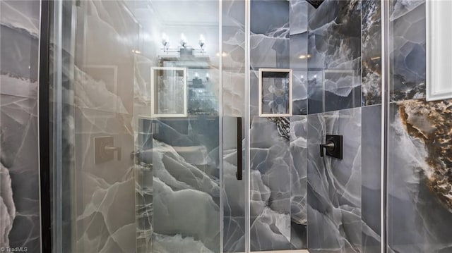 1926 Downing Dr, Burlington, NC 27215 - bathroom with a marble finish shower