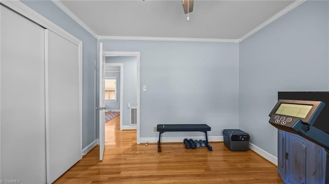 1926 Downing Dr, Burlington, NC 27215 - interior space with ornamental molding, light wood-type flooring, and a ceiling fan