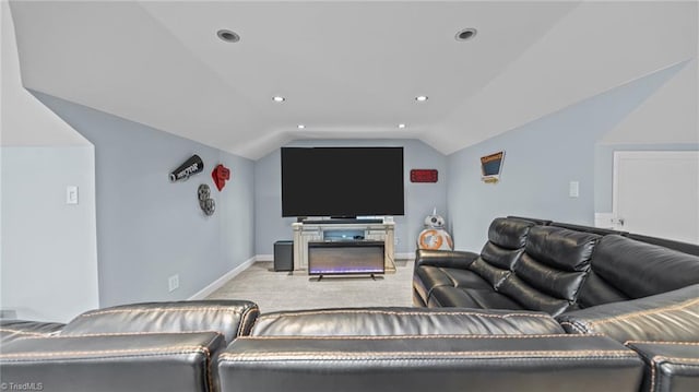 1926 Downing Dr, Burlington, NC 27215 - carpeted home theater room with vaulted ceiling and recessed lighting
