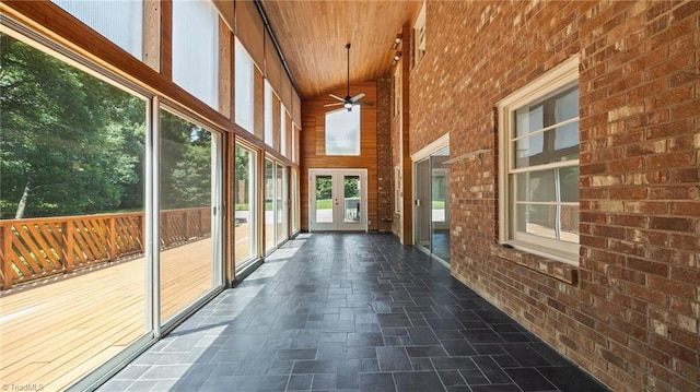 1926 Downing Dr, Burlington, NC 27215 - unfurnished sunroom with french doors and lofted ceiling