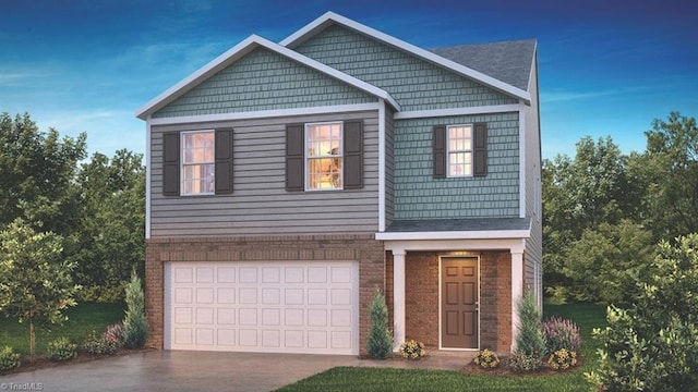 6598 Capstone Ct, Rural Hall, NC 27045 - craftsman house with a garage, concrete driveway, and brick siding
