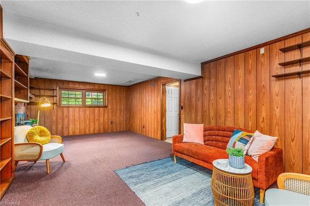 3228 Valley Rd, Winston-Salem, NC 27106 - living area featuring carpet and wood walls