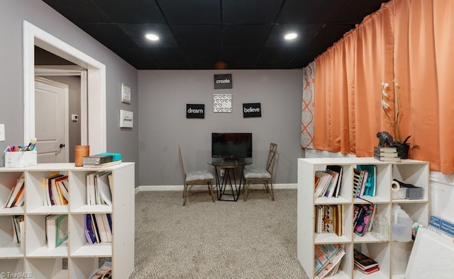 3704 Worthing Ct, Greensboro, NC 27455 - carpeted home office with baseboards and recessed lighting