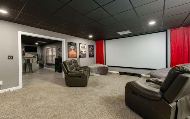 3704 Worthing Ct, Greensboro, NC 27455 - cinema featuring baseboards, a paneled ceiling, and carpet floors