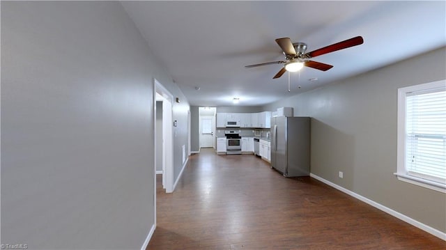 interior space with dark wood-type flooring