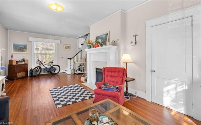 living room with hardwood / wood-style floors