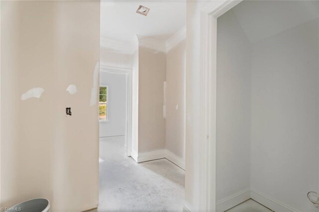 594 Cedar Dr, Winston-Salem, NC 27107 - hall with unfinished concrete floors and baseboards