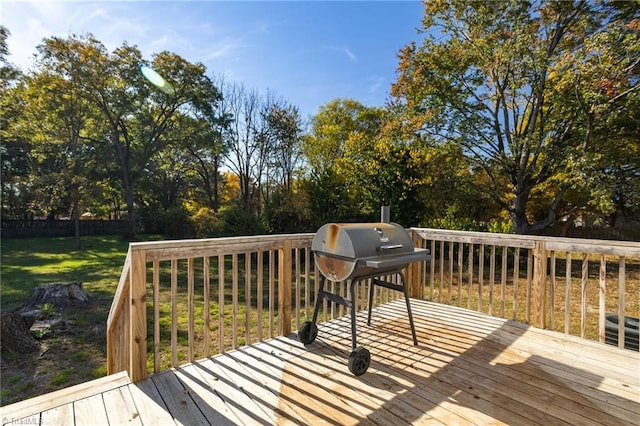 deck featuring a yard