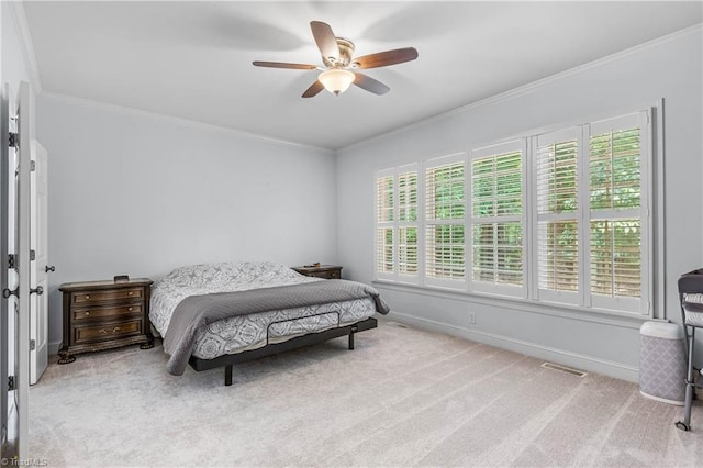 8300 Trottington Rd, Stokesdale, NC 27357 - bedroom featuring carpet flooring, ornamental molding, and ceiling fan