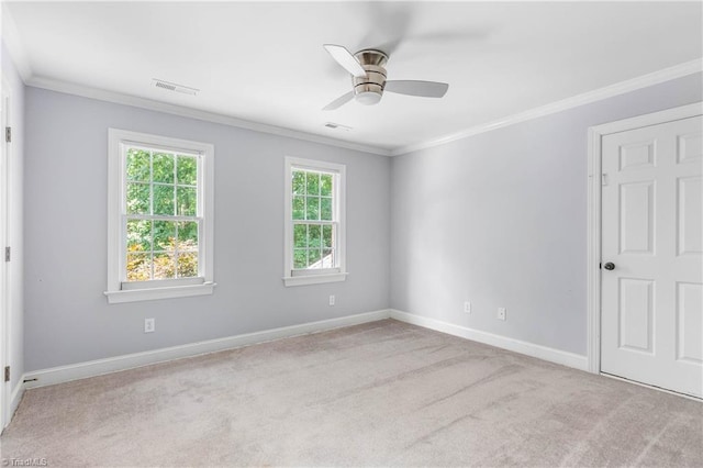 8300 Trottington Rd, Stokesdale, NC 27357 - unfurnished room featuring carpet, a ceiling fan, and ornamental molding