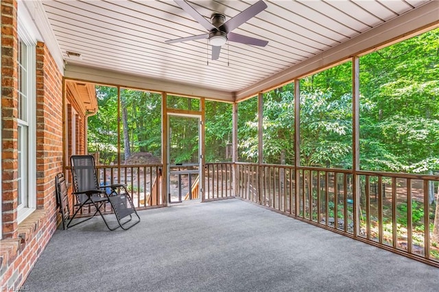 8300 Trottington Rd, Stokesdale, NC 27357 - unfurnished sunroom with a ceiling fan