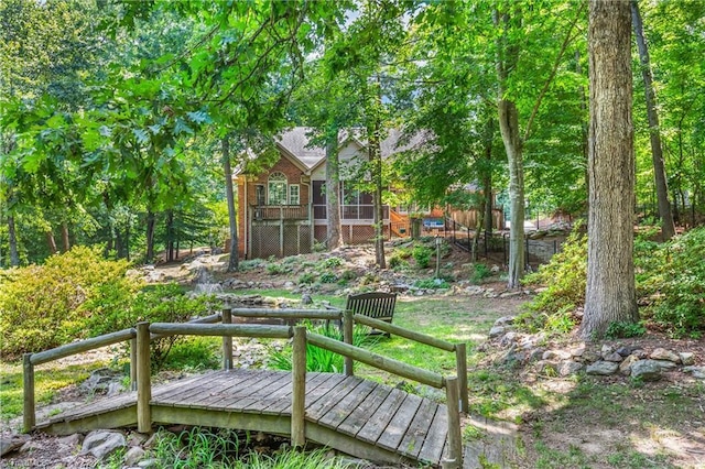 8300 Trottington Rd, Stokesdale, NC 27357 - view of yard with a wooden deck