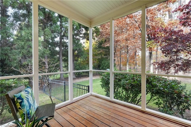 view of unfurnished sunroom