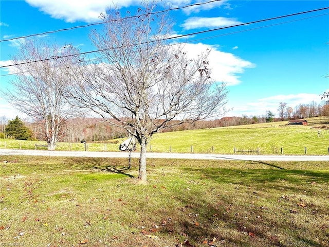 view of yard with a rural view