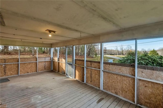 view of unfurnished sunroom