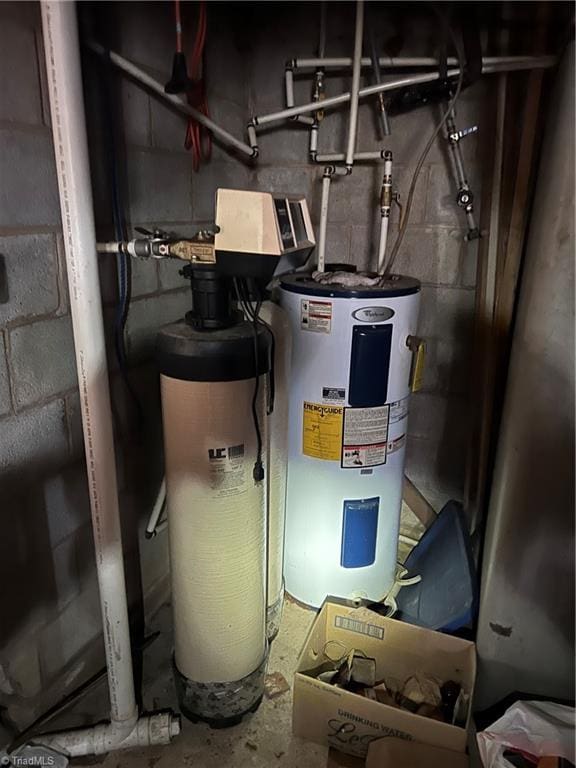 utility room featuring electric water heater