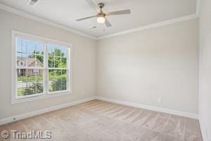 2834 Fallin Ct, High Point, NC 27262 - unfurnished room with crown molding, carpet, and ceiling fan