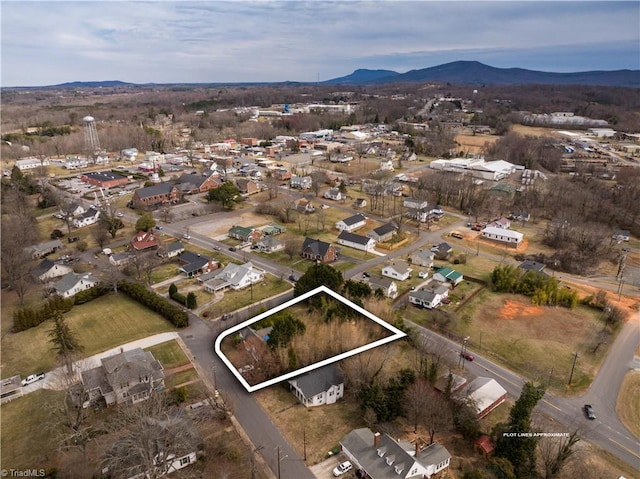 birds eye view of property featuring a mountain view