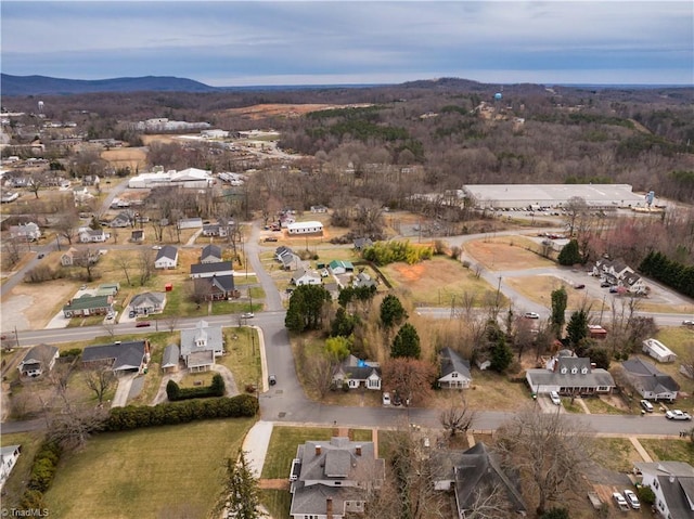 bird's eye view featuring a residential view and a mountain view