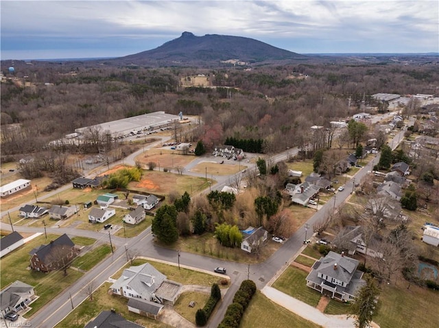 aerial view featuring a residential view and a mountain view